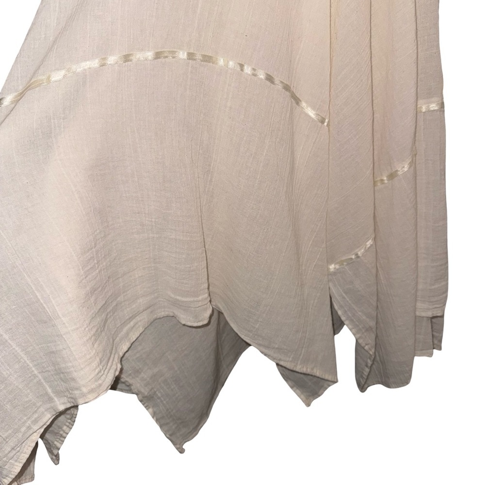 True Vintage 1970s Ivory Boho Halter Dress Crochet Lace Smocked Waist Prairie - Picture 7 of 12